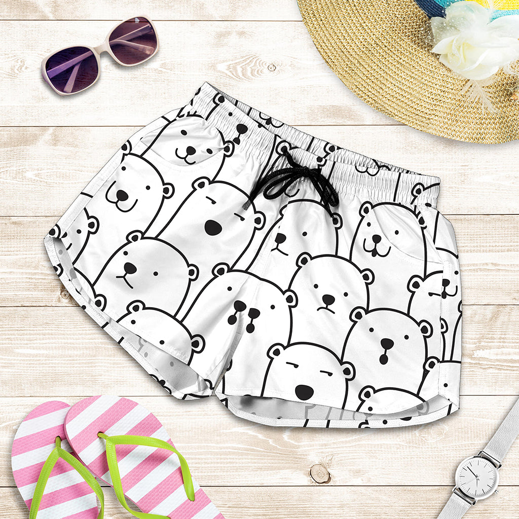 Cute Polar Bear Pattern Print Women's Shorts