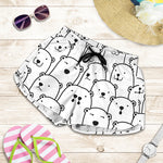 Cute Polar Bear Pattern Print Women's Shorts