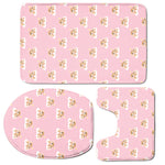 Cute Polka Dot Baby Bear Pattern Print 3 Piece Bath Mat Set