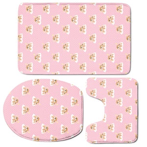 Cute Polka Dot Baby Bear Pattern Print 3 Piece Bath Mat Set