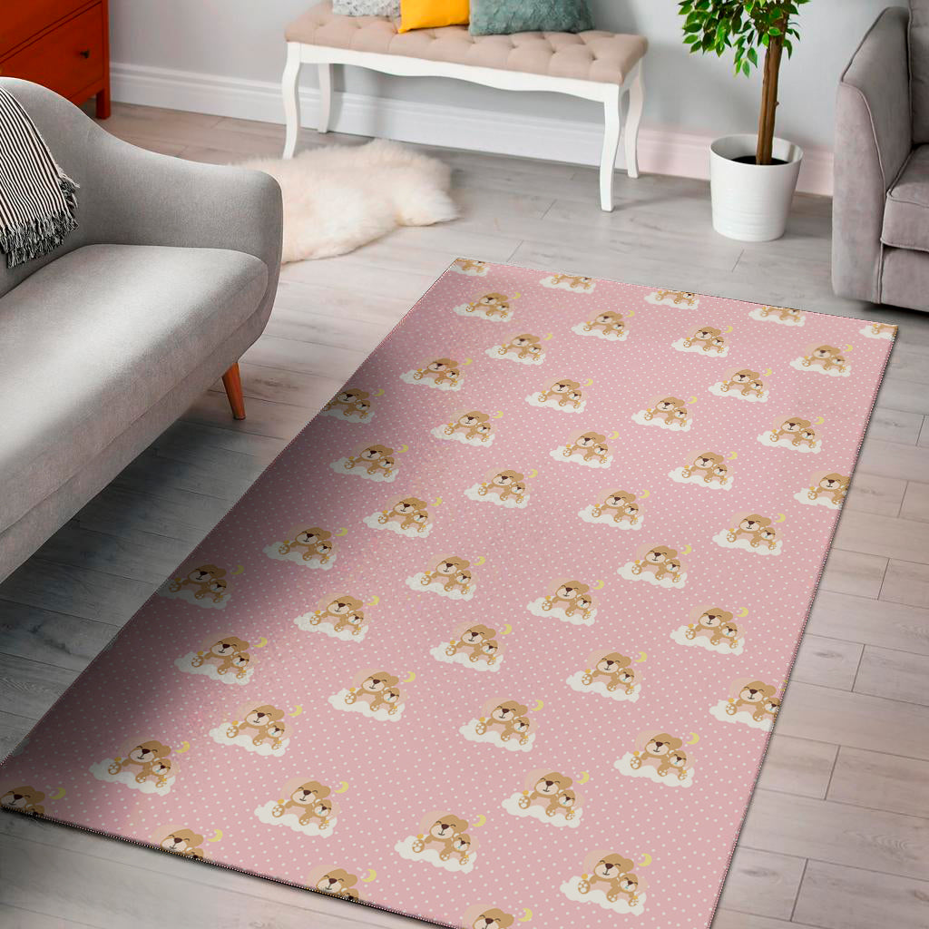 Cute Polka Dot Baby Bear Pattern Print Area Rug