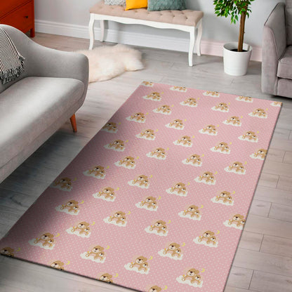 Cute Polka Dot Baby Bear Pattern Print Area Rug