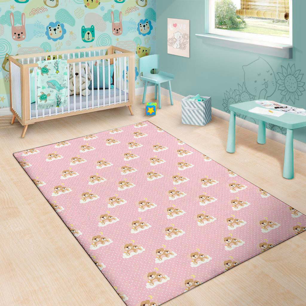 Cute Polka Dot Baby Bear Pattern Print Area Rug