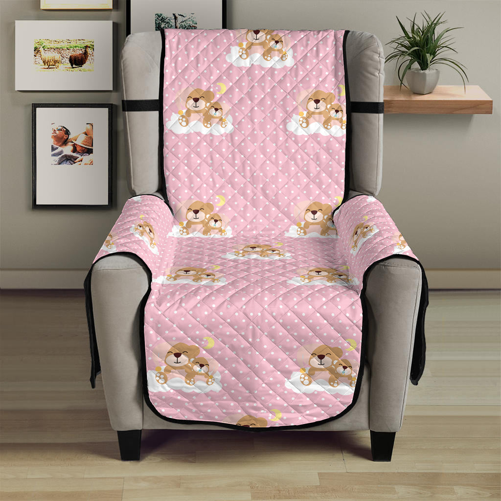 Cute Polka Dot Baby Bear Pattern Print Armchair Protector