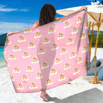 Cute Polka Dot Baby Bear Pattern Print Beach Sarong Wrap