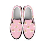 Cute Polka Dot Baby Bear Pattern Print Black Slip On Shoes