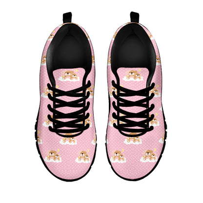 Cute Polka Dot Baby Bear Pattern Print Black Sneakers
