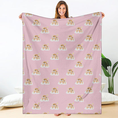 Cute Polka Dot Baby Bear Pattern Print Blanket