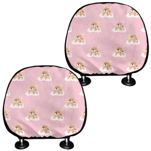 Cute Polka Dot Baby Bear Pattern Print Car Headrest Covers