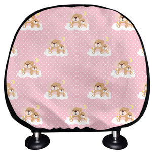 Cute Polka Dot Baby Bear Pattern Print Car Headrest Covers