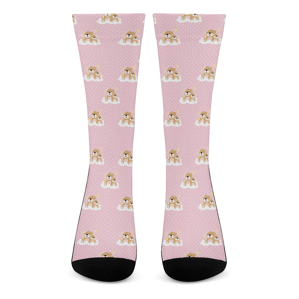Cute Polka Dot Baby Bear Pattern Print Crew Socks