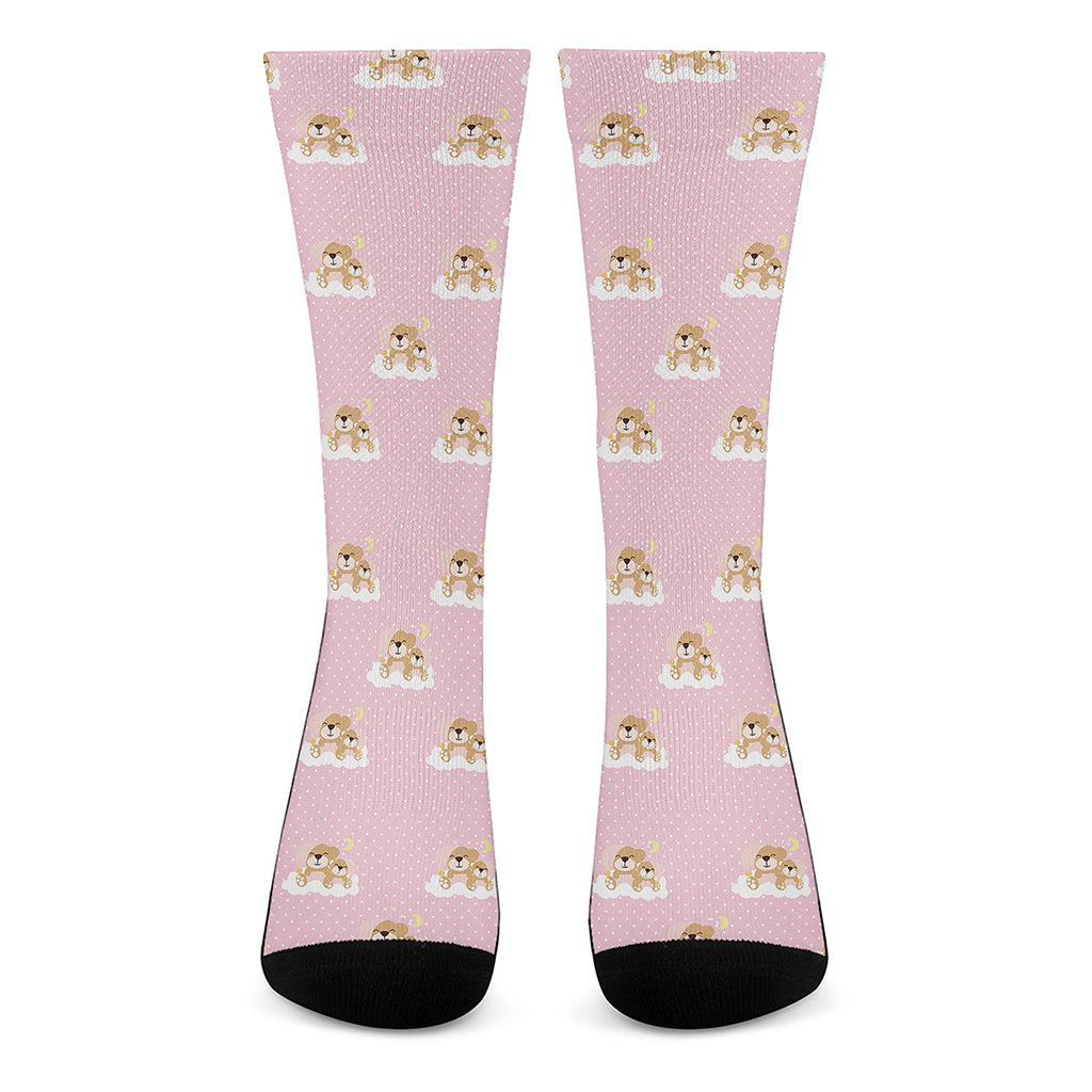 Cute Polka Dot Baby Bear Pattern Print Crew Socks