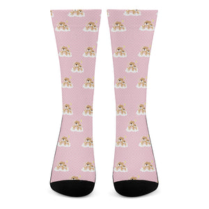 Cute Polka Dot Baby Bear Pattern Print Crew Socks