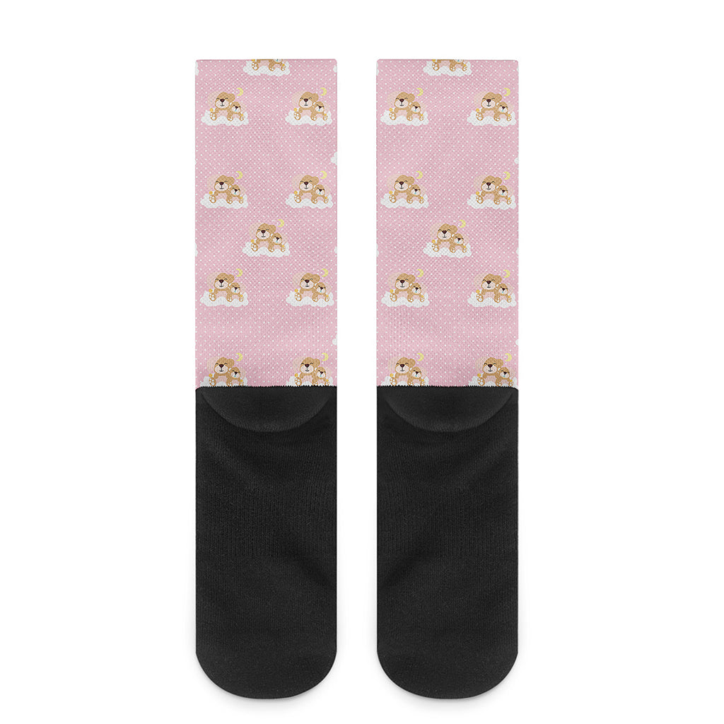 Cute Polka Dot Baby Bear Pattern Print Crew Socks