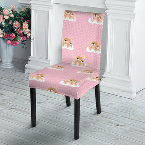 Cute Polka Dot Baby Bear Pattern Print Dining Chair Slipcover