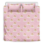 Cute Polka Dot Baby Bear Pattern Print Duvet Cover Bedding Set