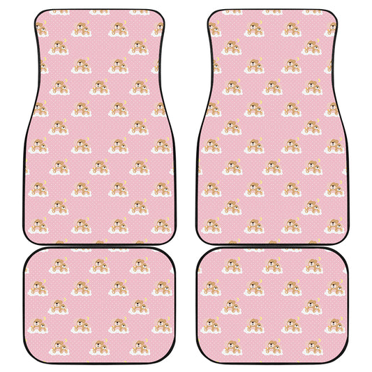 Cute Polka Dot Baby Bear Pattern Print Front and Back Car Floor Mats