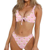 Cute Polka Dot Baby Bear Pattern Print Front Bow Tie Bikini