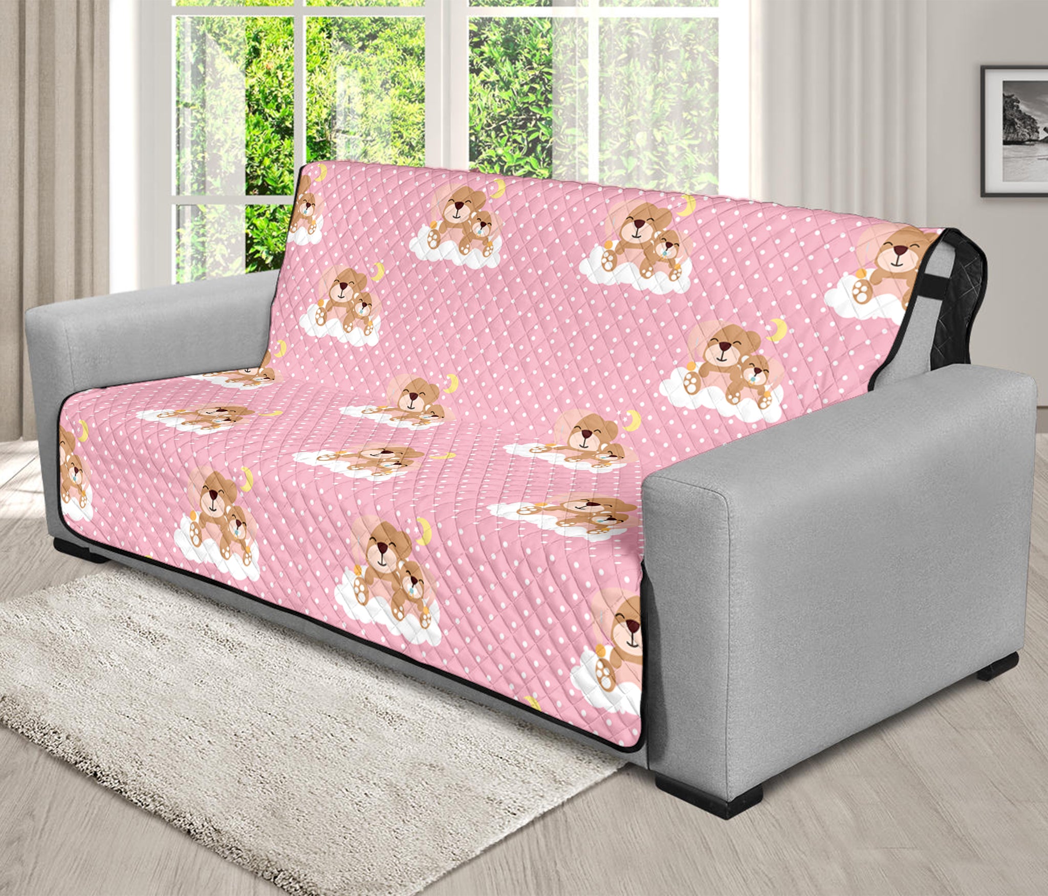 Cute Polka Dot Baby Bear Pattern Print Futon Protector