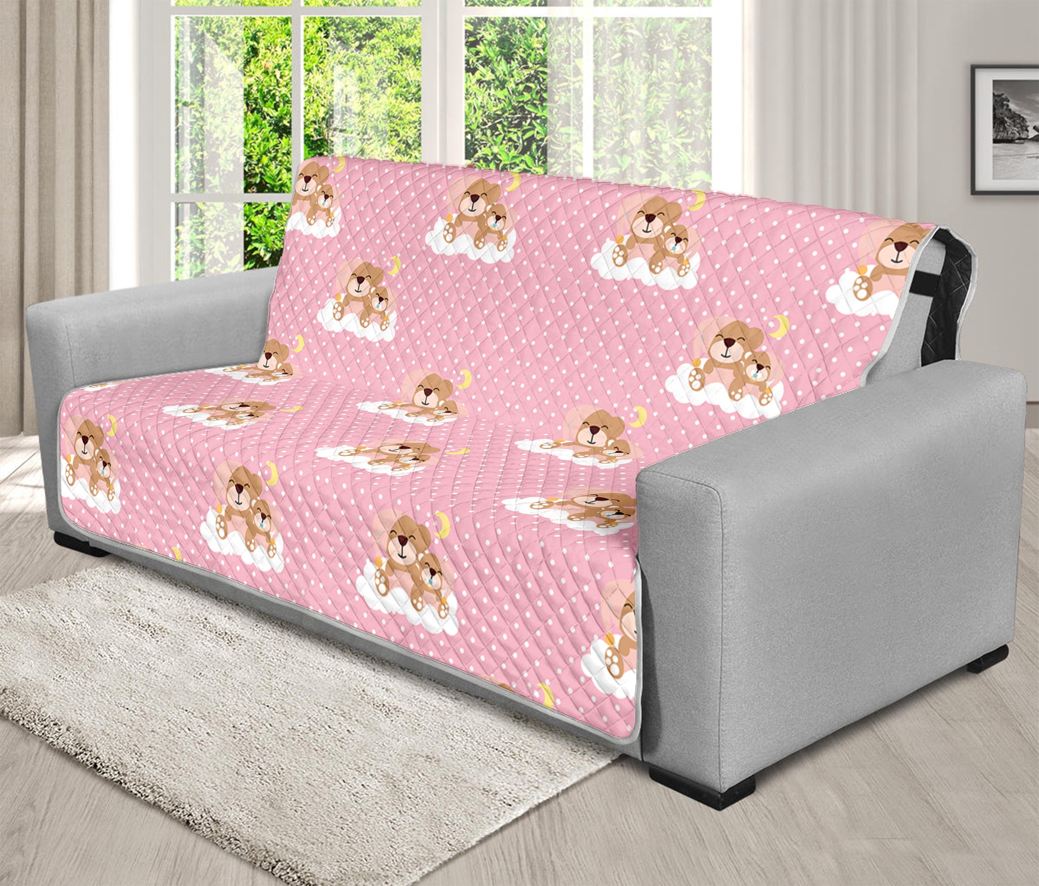 Cute Polka Dot Baby Bear Pattern Print Futon Protector