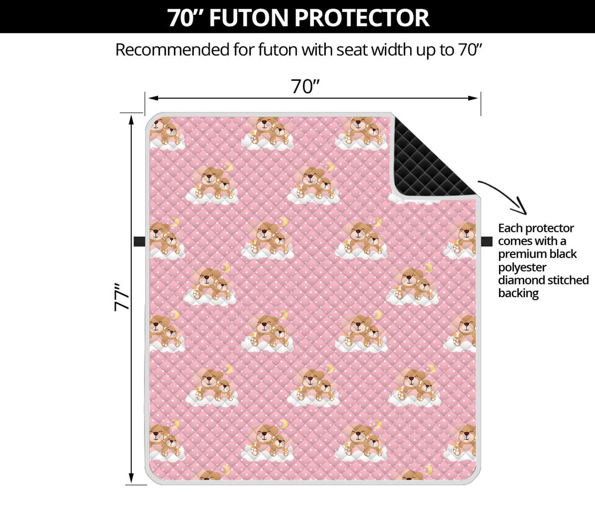 Cute Polka Dot Baby Bear Pattern Print Futon Protector