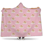 Cute Polka Dot Baby Bear Pattern Print Hooded Blanket