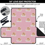 Cute Polka Dot Baby Bear Pattern Print Loveseat Protector