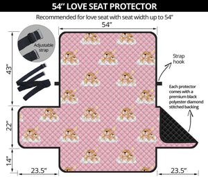 Cute Polka Dot Baby Bear Pattern Print Loveseat Protector