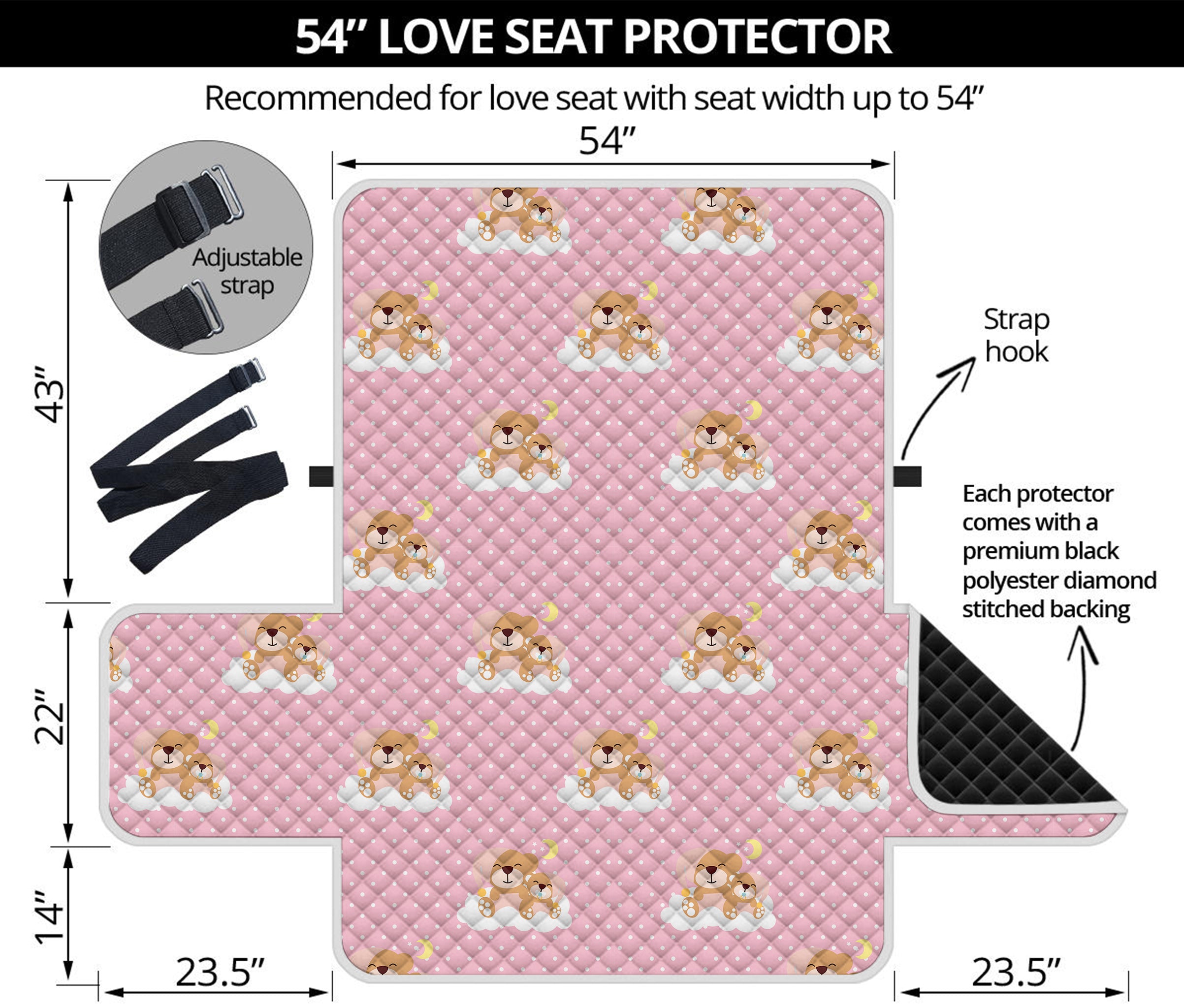 Cute Polka Dot Baby Bear Pattern Print Loveseat Protector