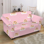 Cute Polka Dot Baby Bear Pattern Print Loveseat Slipcover