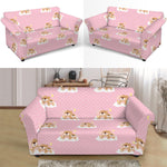 Cute Polka Dot Baby Bear Pattern Print Loveseat Slipcover