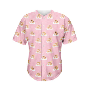 Cute Polka Dot Baby Bear Pattern Print Men's Baseball Jersey