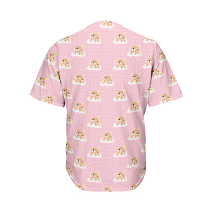 Cute Polka Dot Baby Bear Pattern Print Men's Baseball Jersey