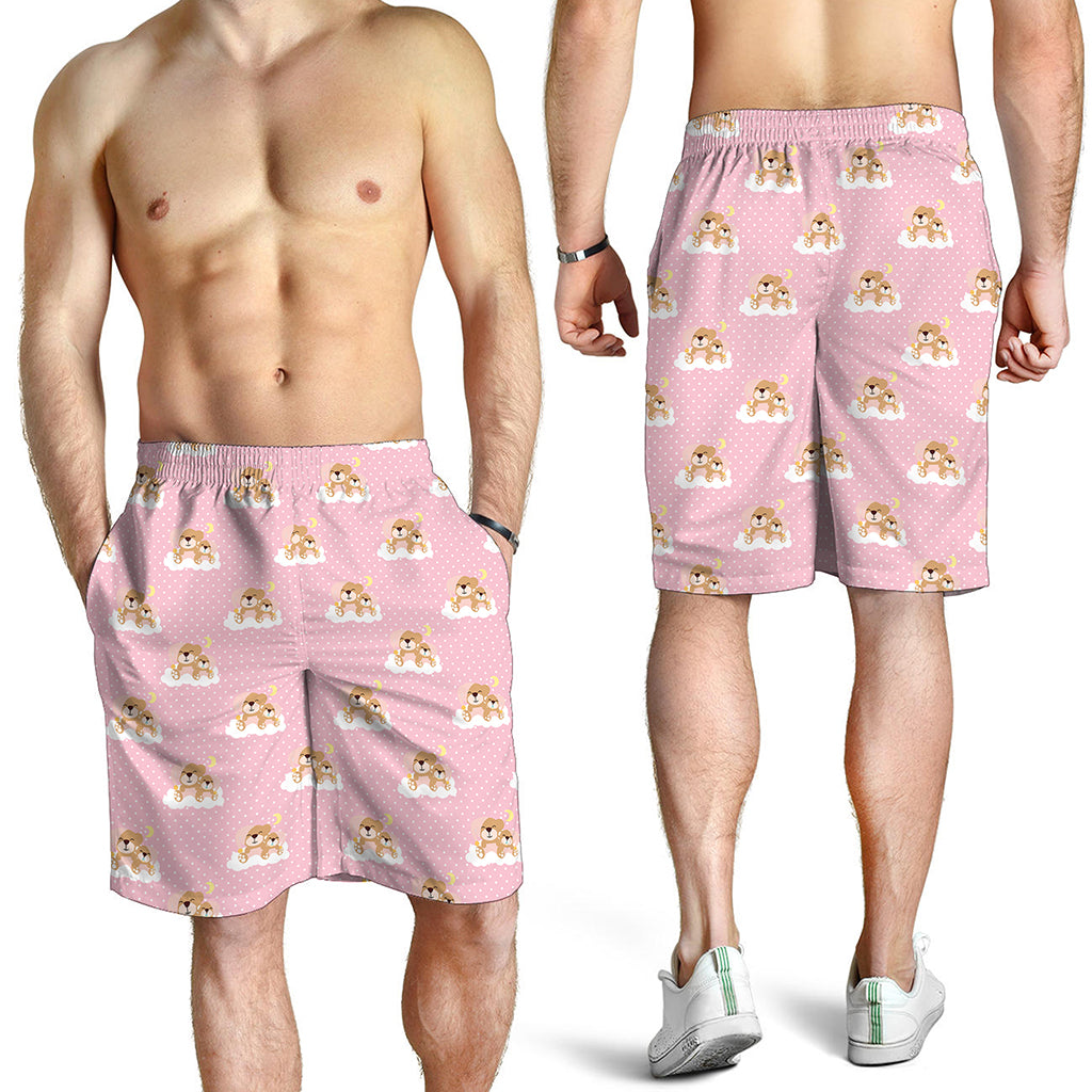 Cute Polka Dot Baby Bear Pattern Print Men's Shorts