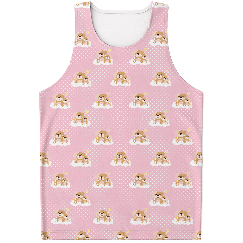 Cute Polka Dot Baby Bear Pattern Print Men's Tank Top