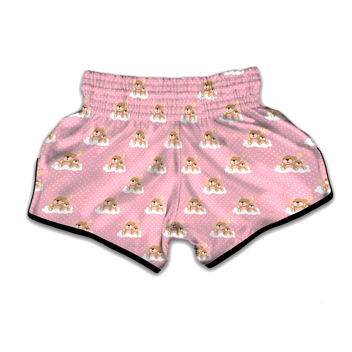 Cute Polka Dot Baby Bear Pattern Print Muay Thai Boxing Shorts