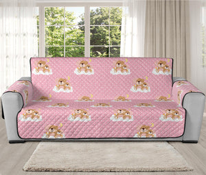 Cute Polka Dot Baby Bear Pattern Print Oversized Sofa Protector