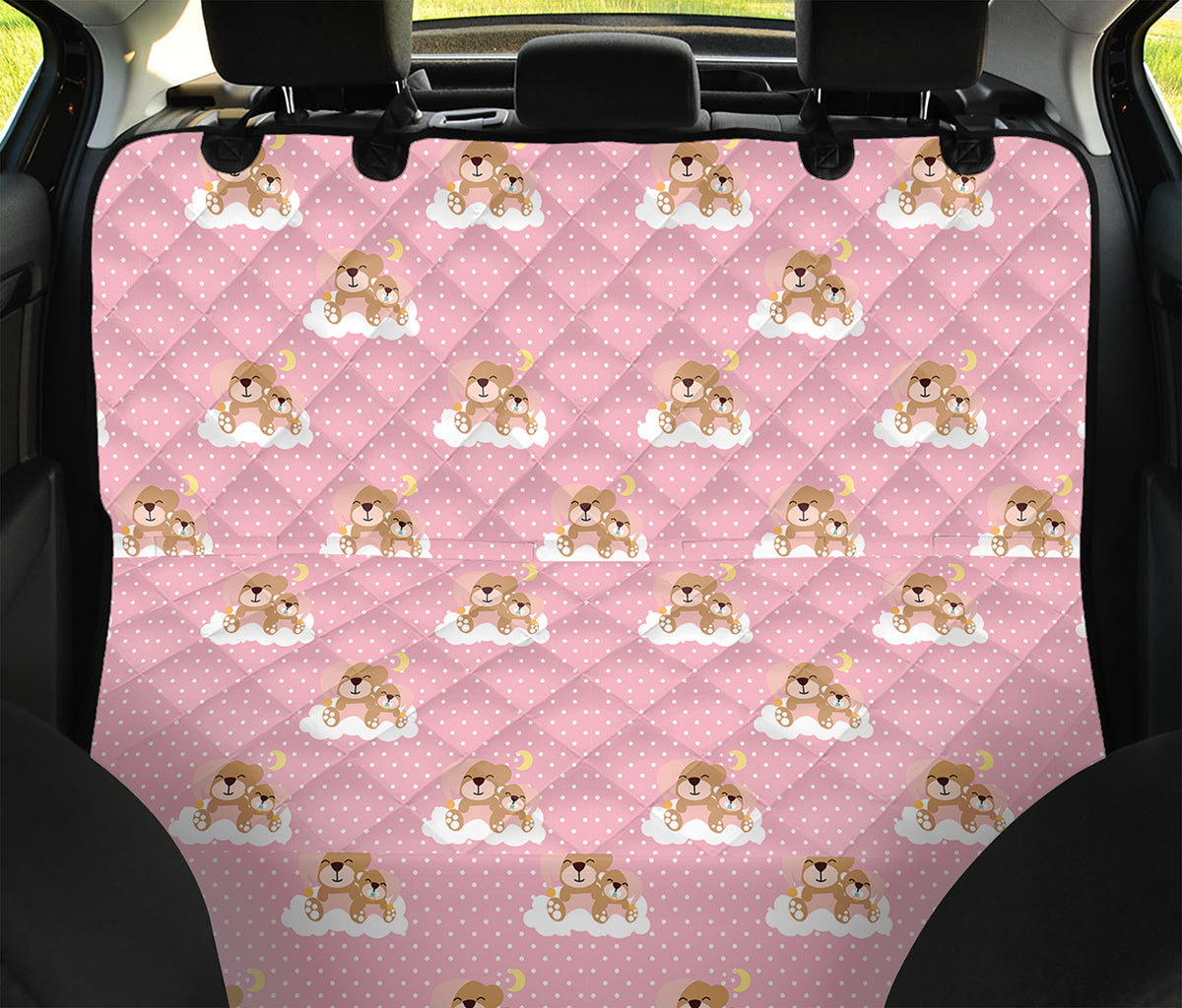 Cute Polka Dot Baby Bear Pattern Print Pet Car Back Seat Cover