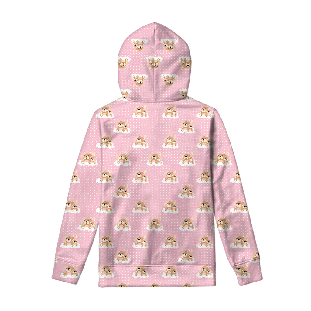 Cute Polka Dot Baby Bear Pattern Print Pullover Hoodie