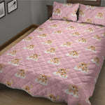 Cute Polka Dot Baby Bear Pattern Print Quilt Bed Set