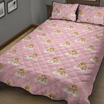 Cute Polka Dot Baby Bear Pattern Print Quilt Bed Set