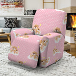 Cute Polka Dot Baby Bear Pattern Print Recliner Slipcover