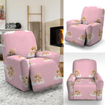 Cute Polka Dot Baby Bear Pattern Print Recliner Slipcover