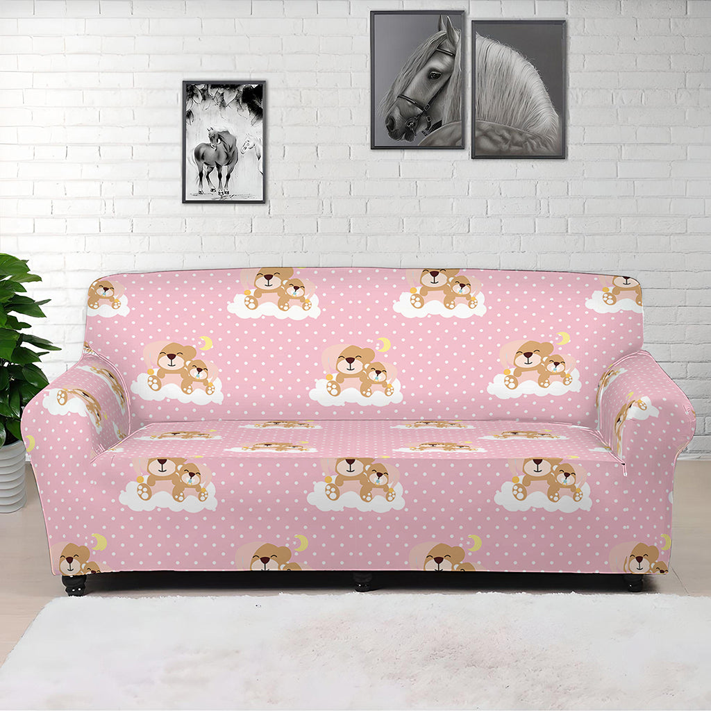 Cute Polka Dot Baby Bear Pattern Print Sofa Cover