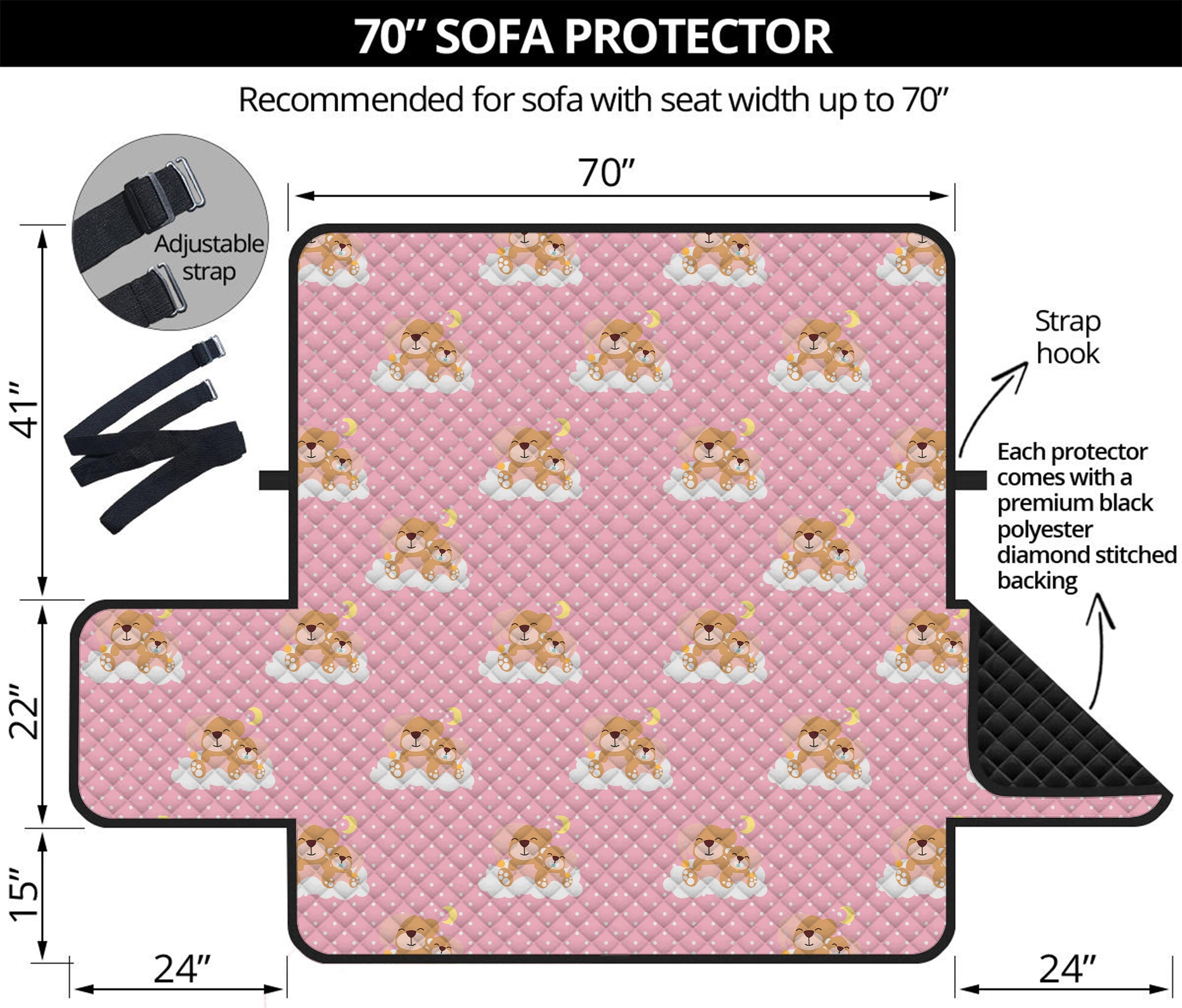 Cute Polka Dot Baby Bear Pattern Print Sofa Protector