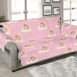 Cute Polka Dot Baby Bear Pattern Print Sofa Protector