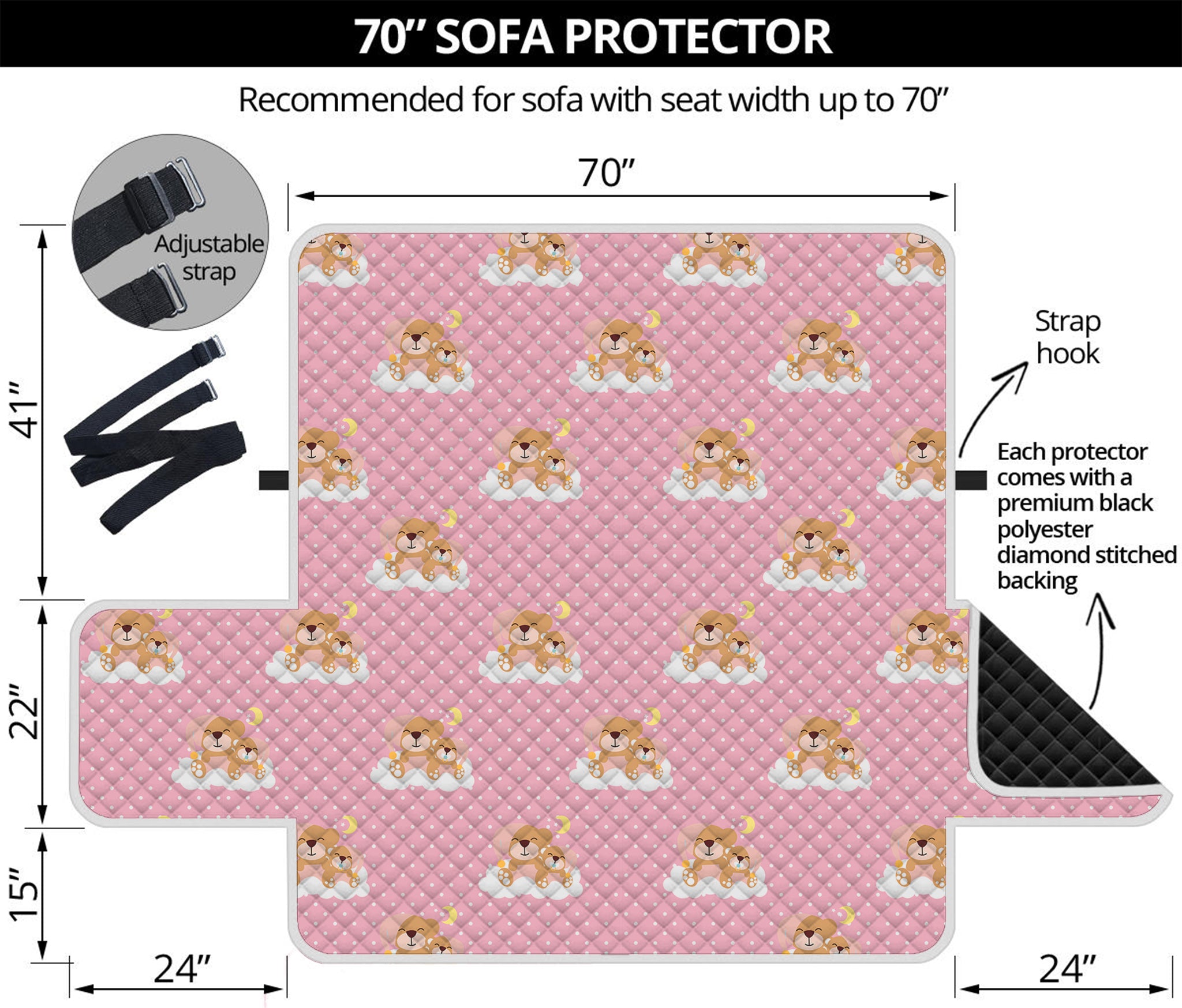 Cute Polka Dot Baby Bear Pattern Print Sofa Protector