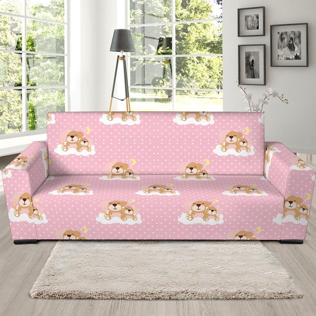 Cute Polka Dot Baby Bear Pattern Print Sofa Slipcover