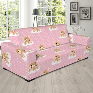 Cute Polka Dot Baby Bear Pattern Print Sofa Slipcover