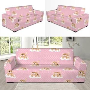 Cute Polka Dot Baby Bear Pattern Print Sofa Slipcover